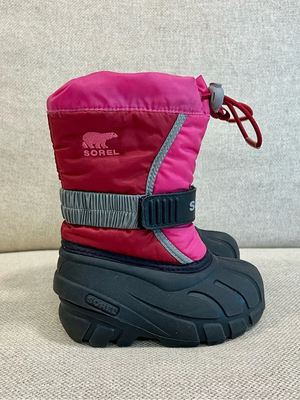 Sorel Size 7 Toddler Girls Pink Winter Snow Boots Waterproof Insulated GUC